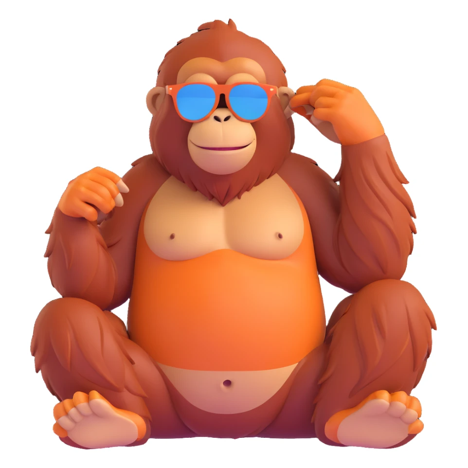a cool orangutan wearing sunglasses relaxed pose fun and expressive sticker