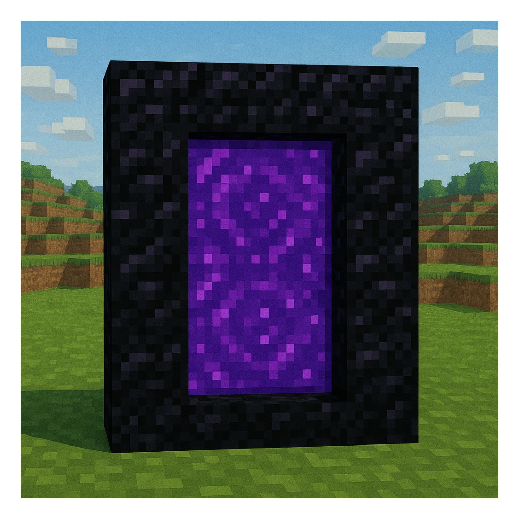 Minecraft-style purple portal with black frames sticker