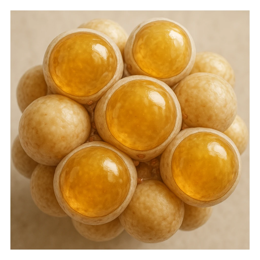 adipocytes with visible lipid droplets, hyper realistic 4K style, microscopic details, neutral background sticker