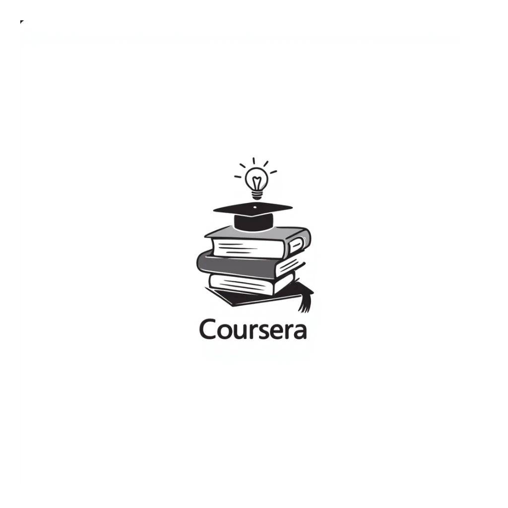 Hand-drawn Coursera logo with learning symbols sticker