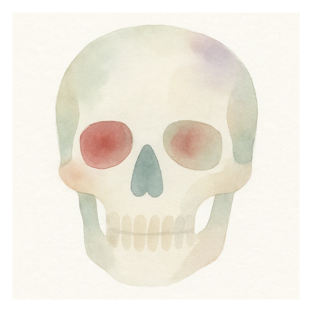 skull, watercolor art style sticker