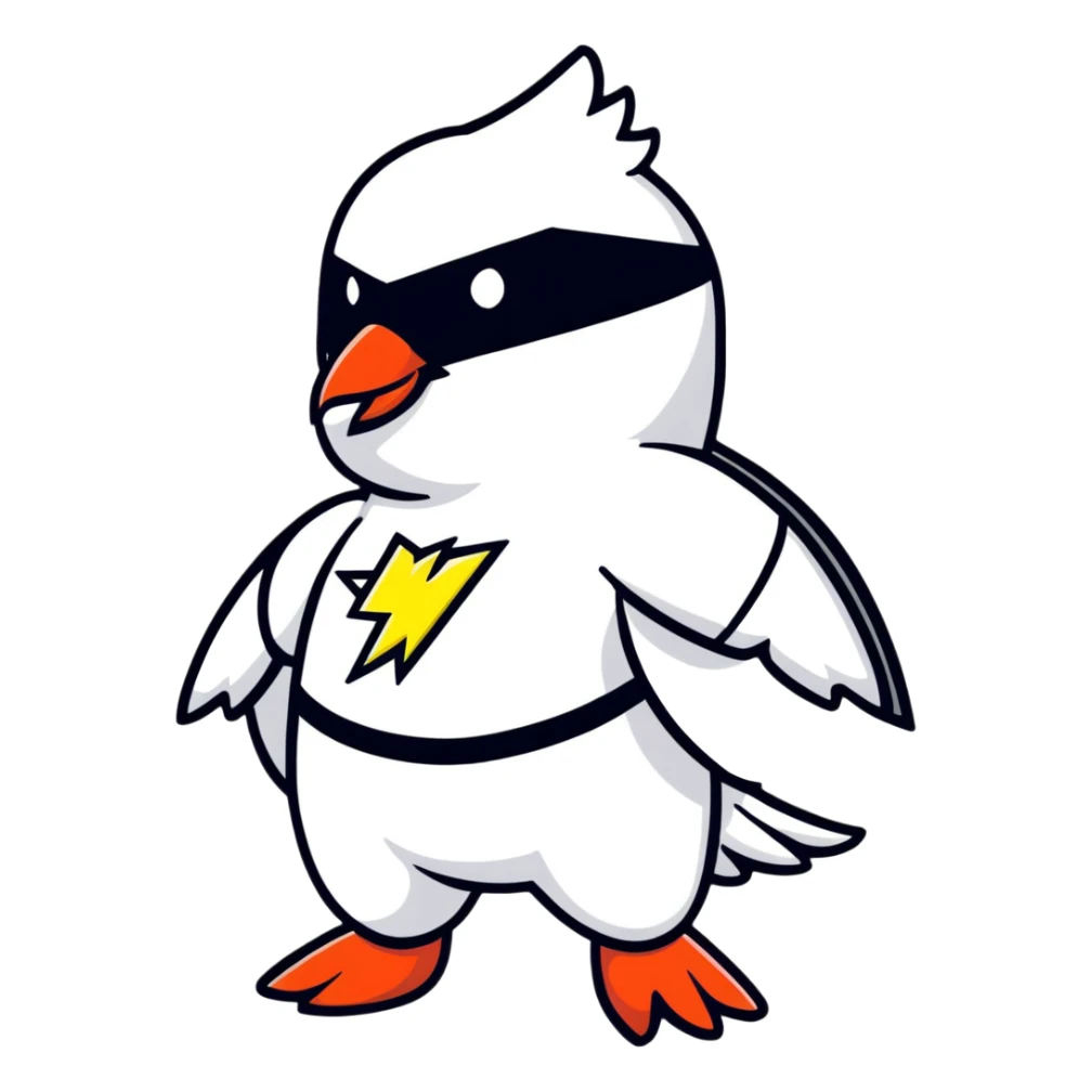 white pigeon in Flash superhero suit sticker