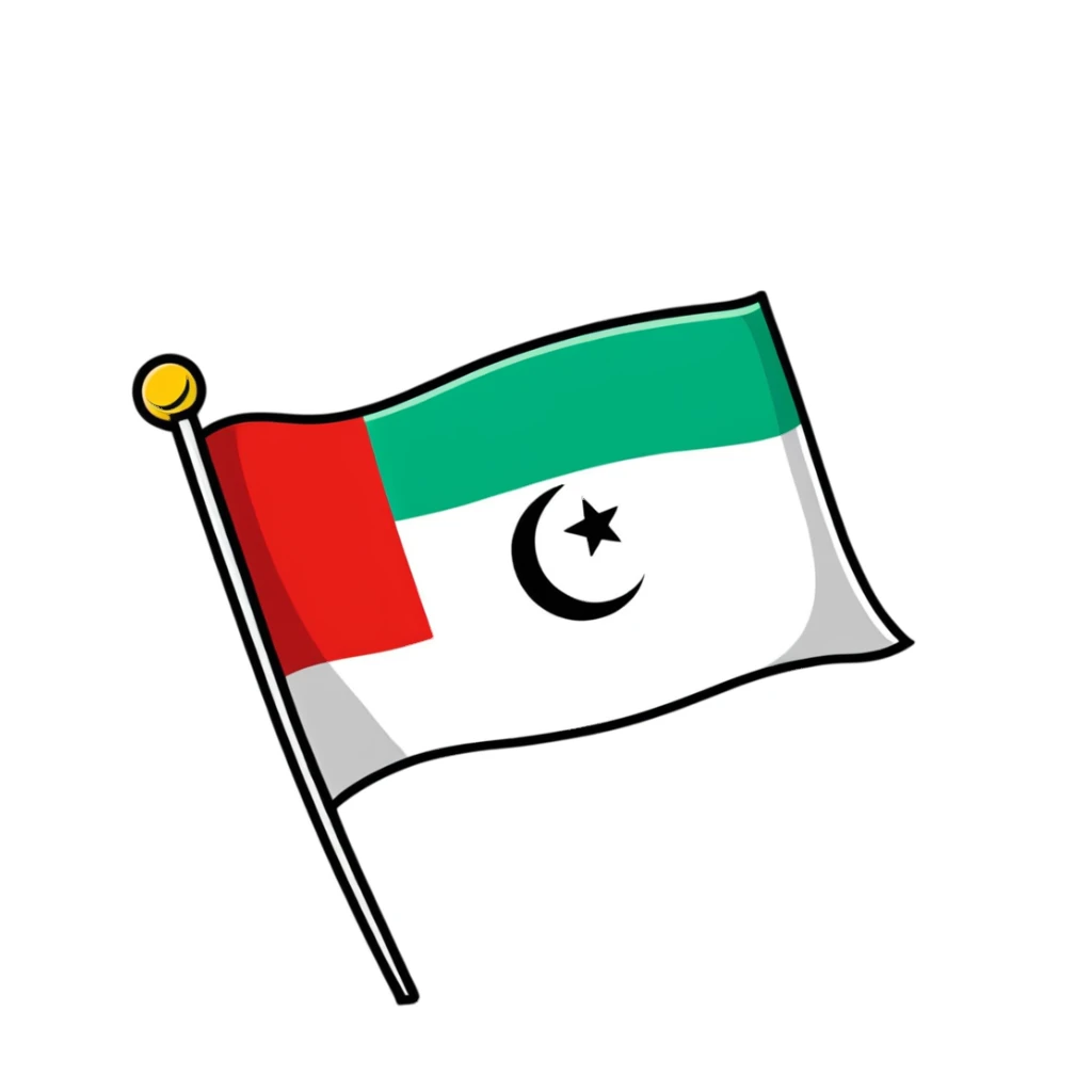 Iraqi Turkmen flag - a sky blue rectangular flag with a white crescent moon and star in the center. There is one straight white horizontal line across the top of the moon and another straight white horizontal line below the moon. sticker