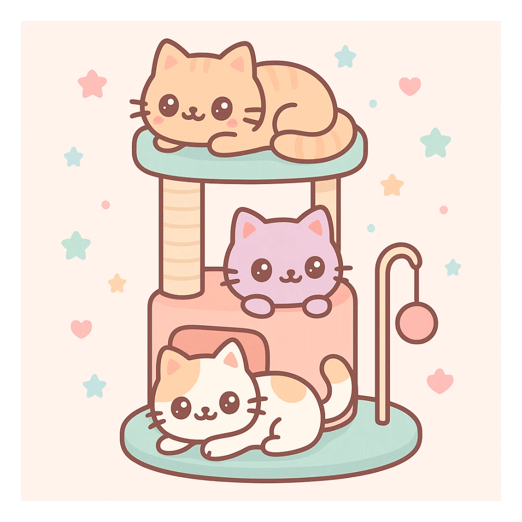 cats relaxing in a vertical playhouse sticker