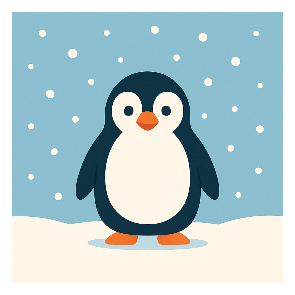 Flat design style penguin in the snow sticker