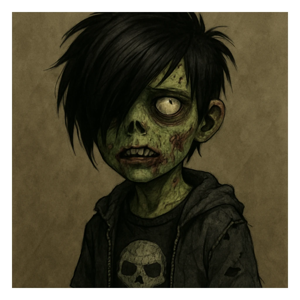 boy zombie with emo hair, style 4 sticker