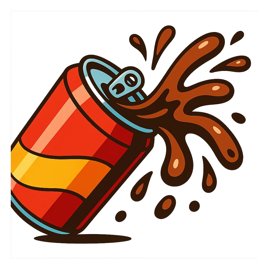cola splash, dynamic, cartoon style sticker