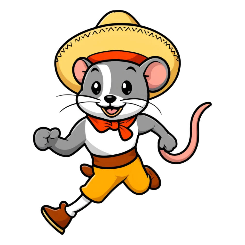 Speedy Gonzales cartoon mouse with sombrero running sticker
