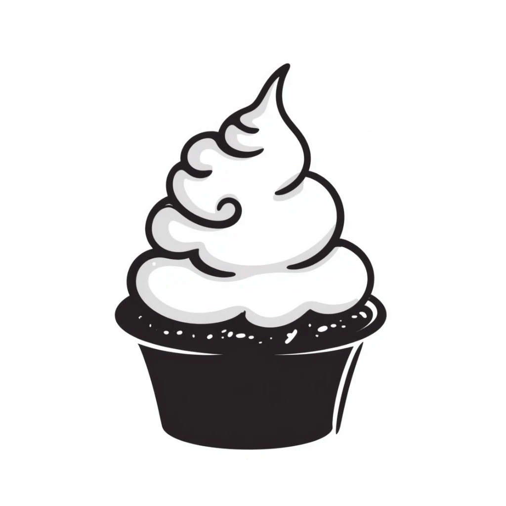 hand drawn doodle cupcake with decorative swirls sticker