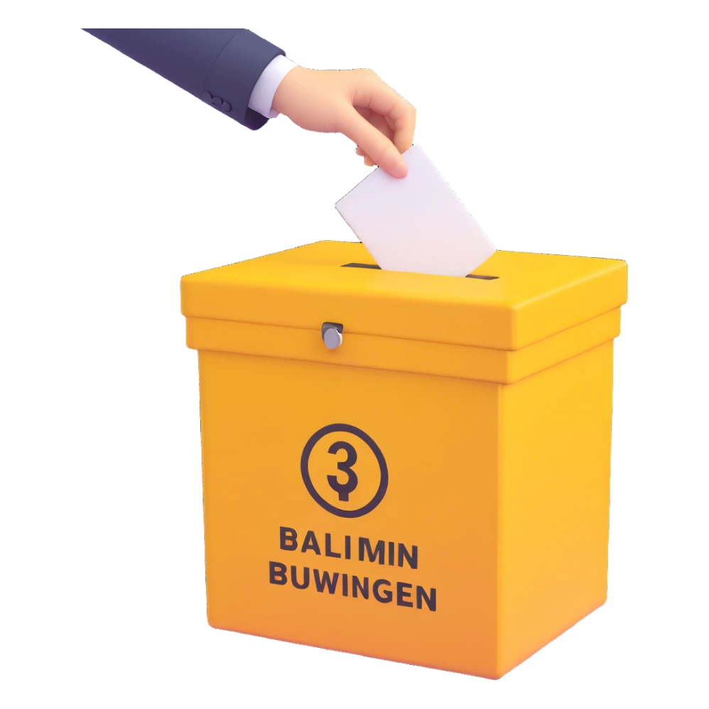 3D ballot box with Admin Bewerbungen sign sticker