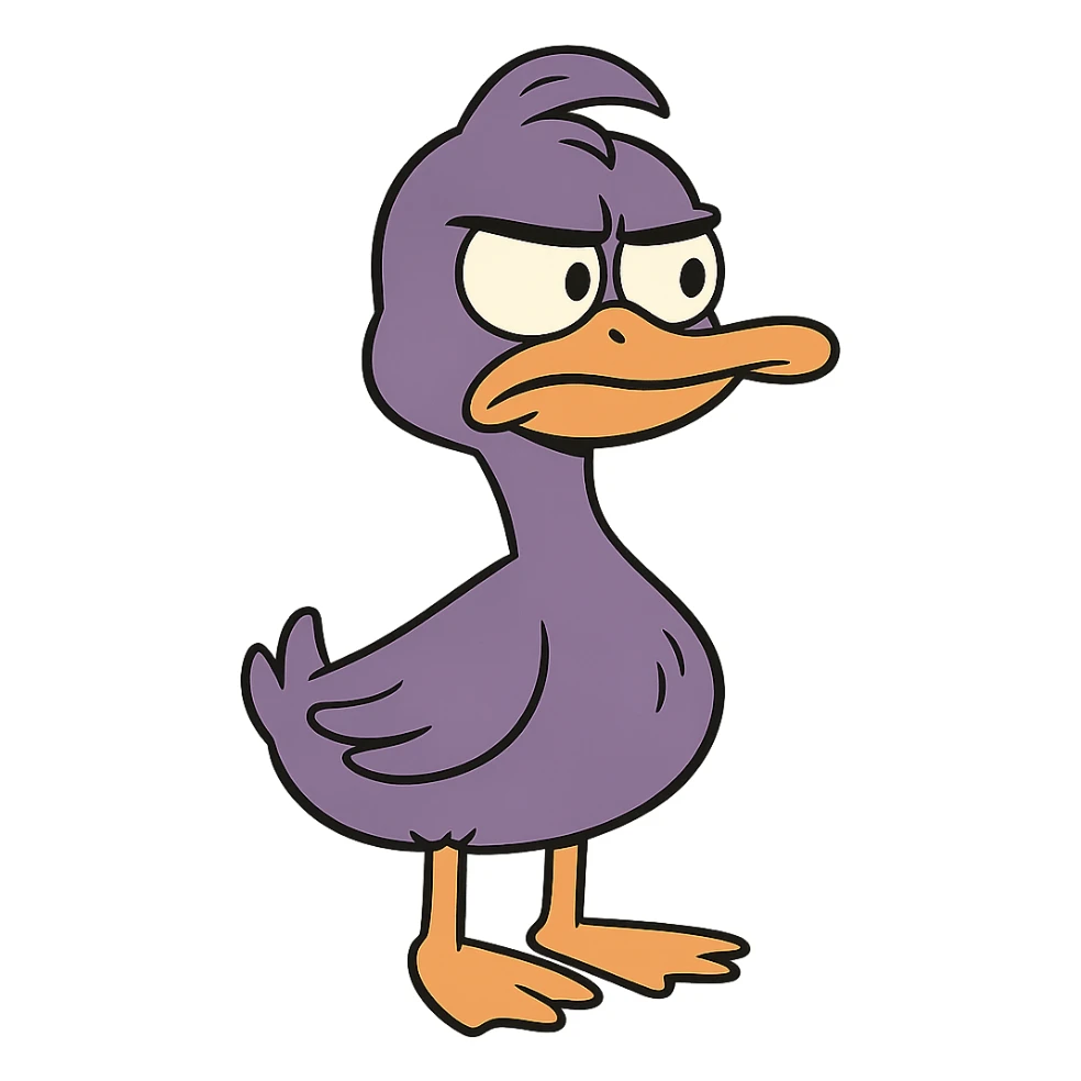 purple duck in flat toon style sticker