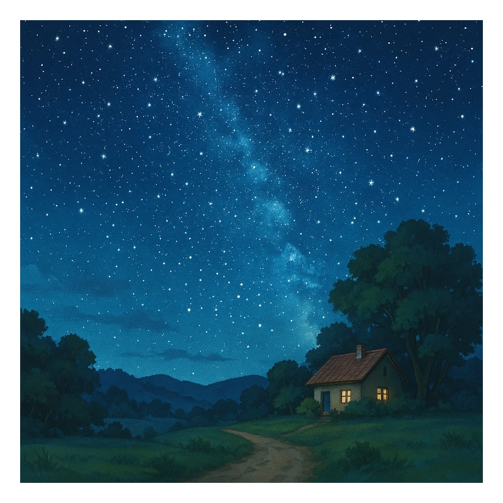 starry night ghibli style sticker
