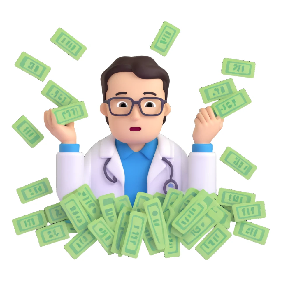 Stressed IT technician with many hospital support tickets sticker