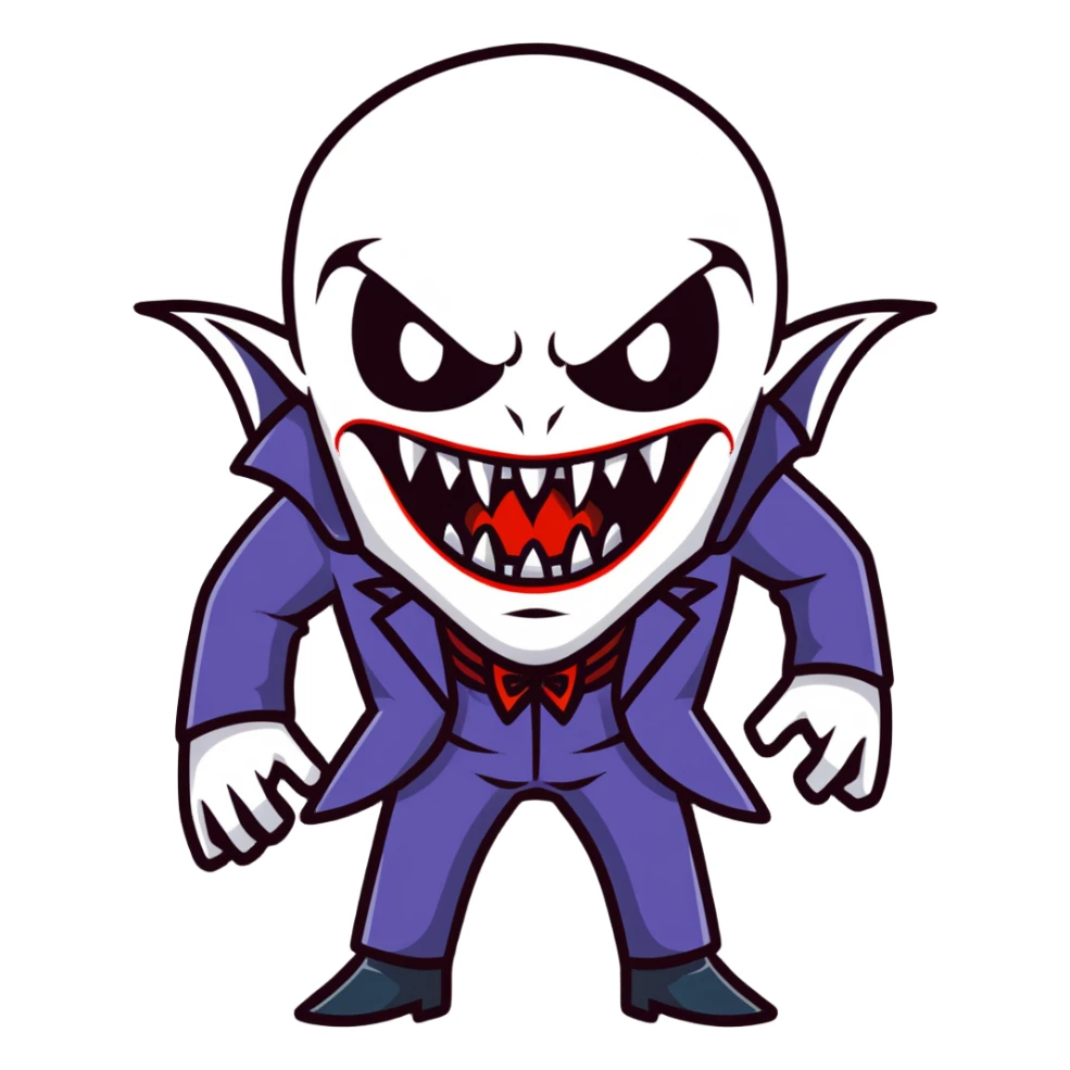 Scary vampire with long bloody fangs sticker