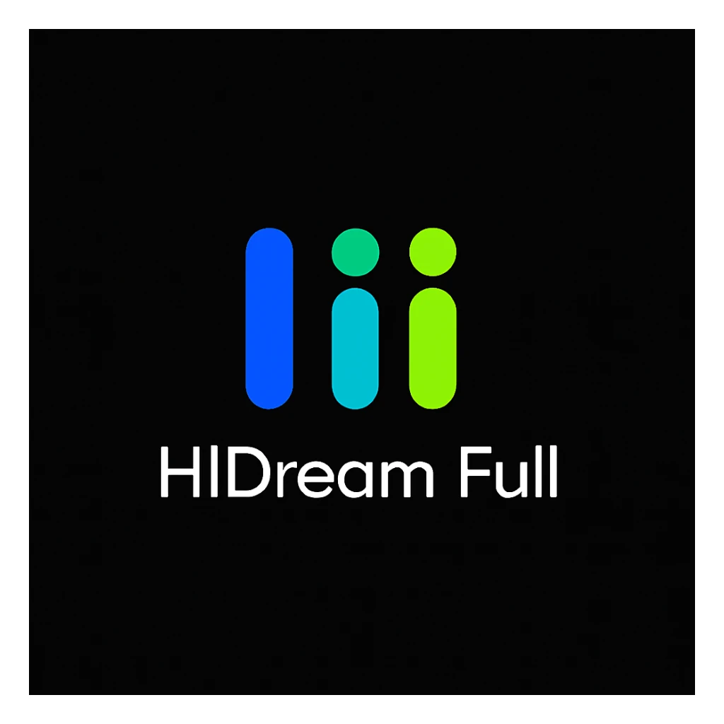 create high dream logo like this with text "HIDream Full", black background  sticker