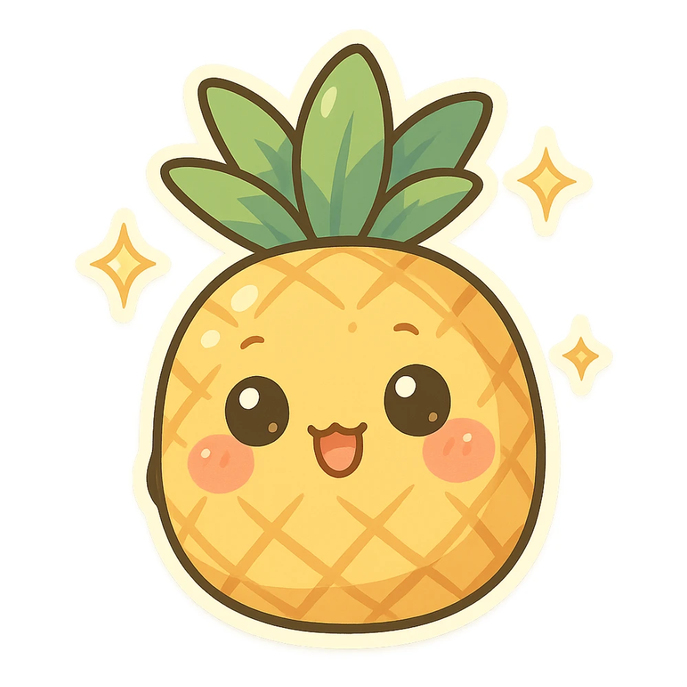 Sparkling Q-version sticker pineapple, cute and exaggerated sticker