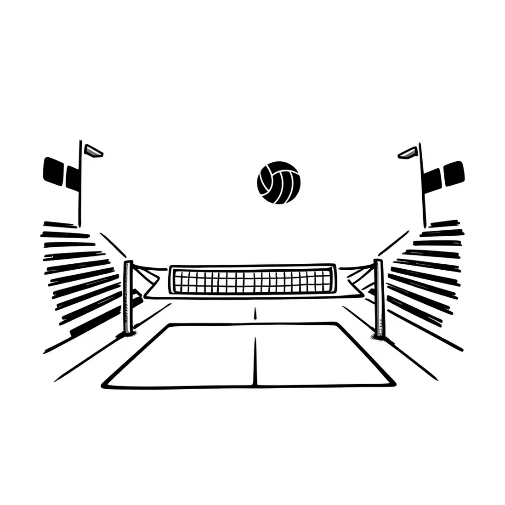 volleyball hall, hand drawn doodle style sticker