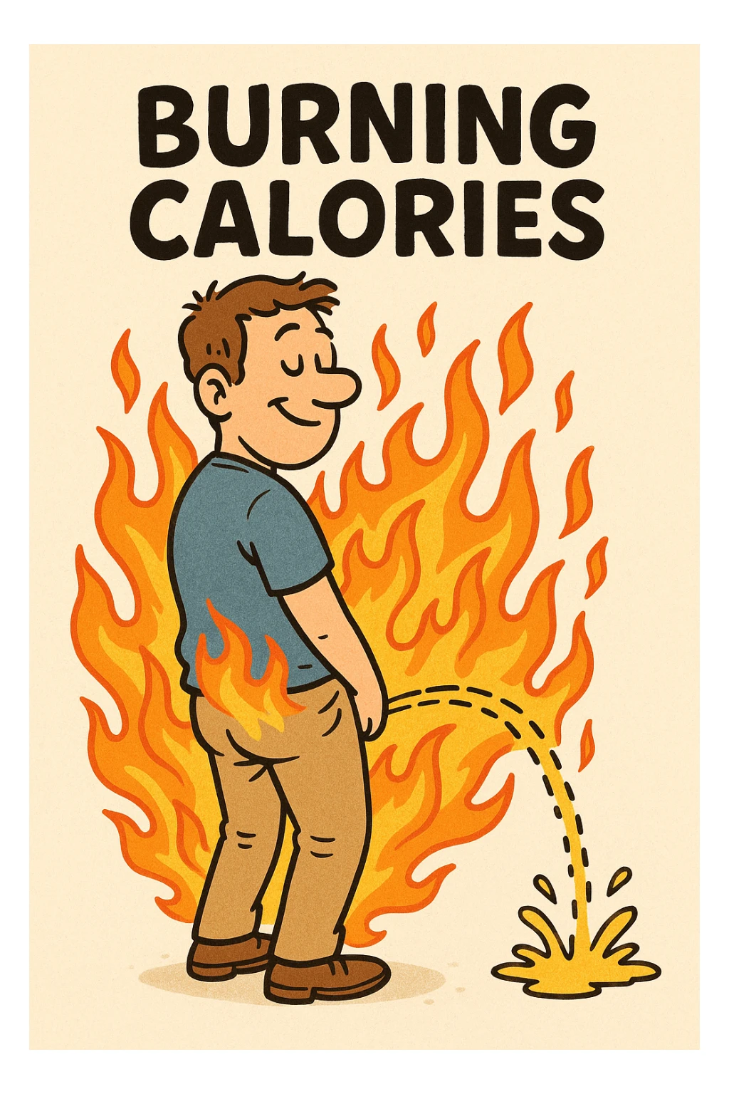 Uomo che fa Pipì, brucia calorie, come se fosse un termogenico  sticker