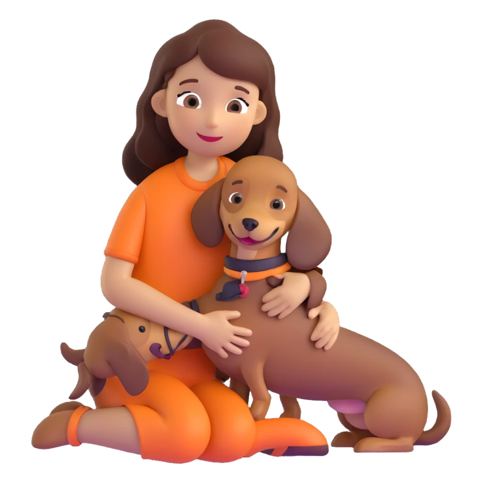 girl hugging dachshund sticker