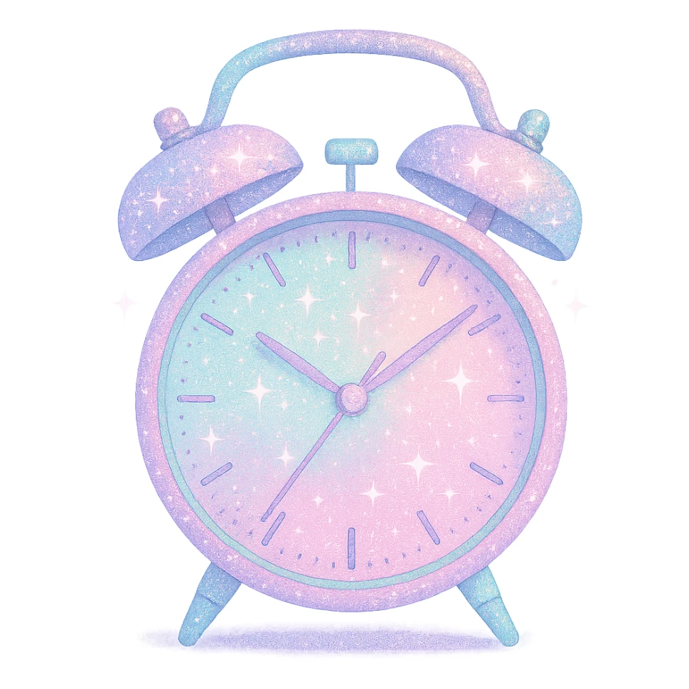 sparkly pastel alarm clock sticker
