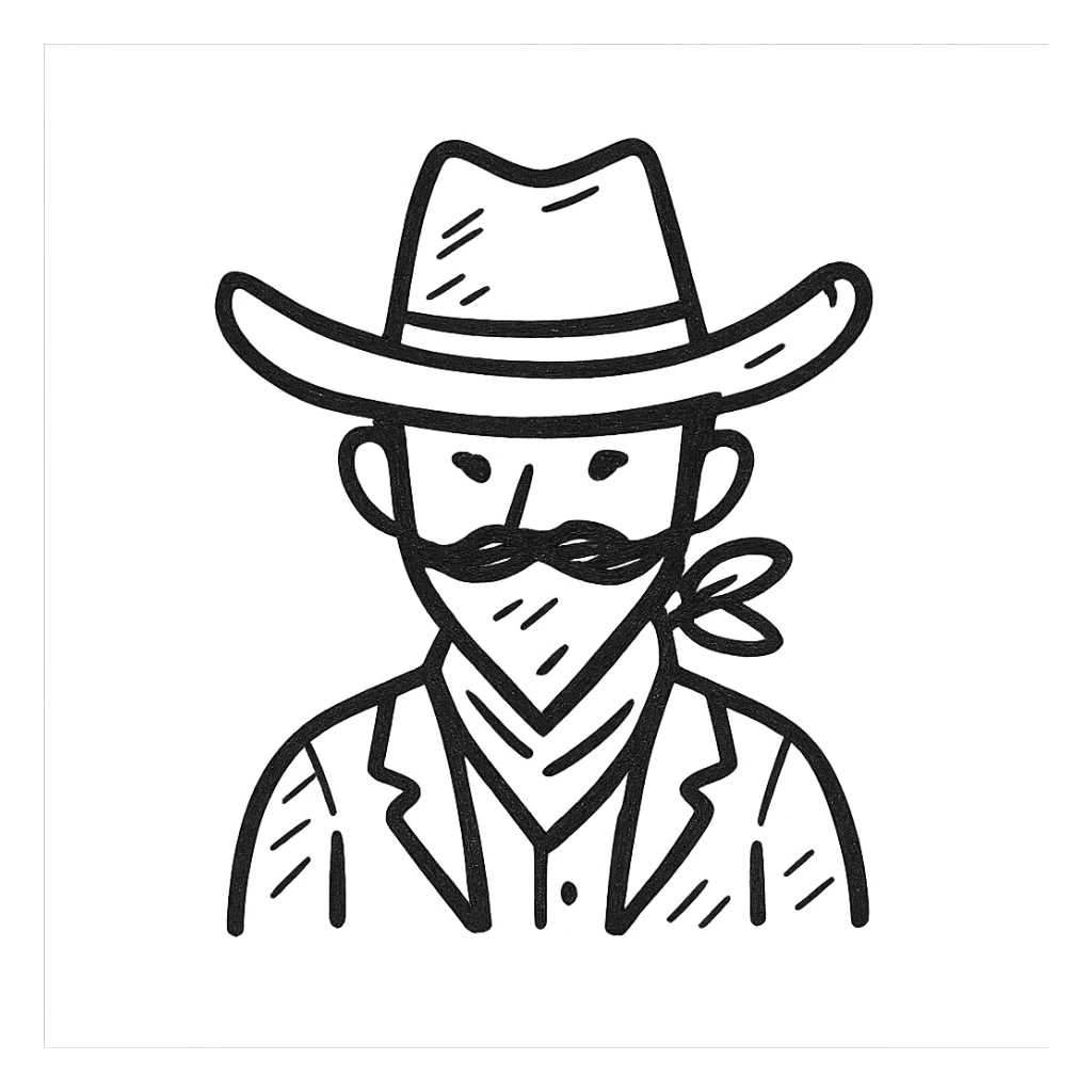 Wild West cowboy, detailed line work sticker