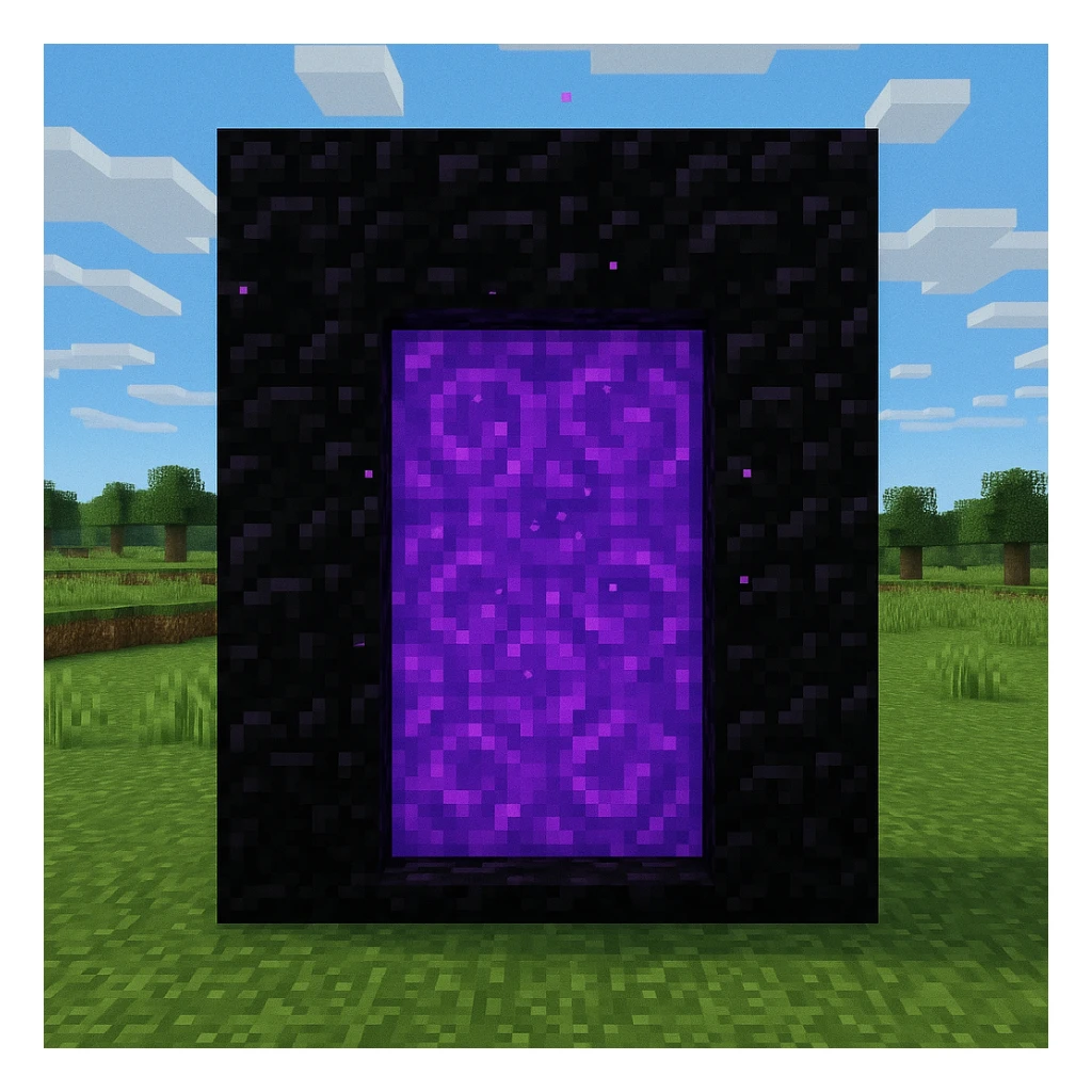 Minecraft-style purple portal with black frames sticker