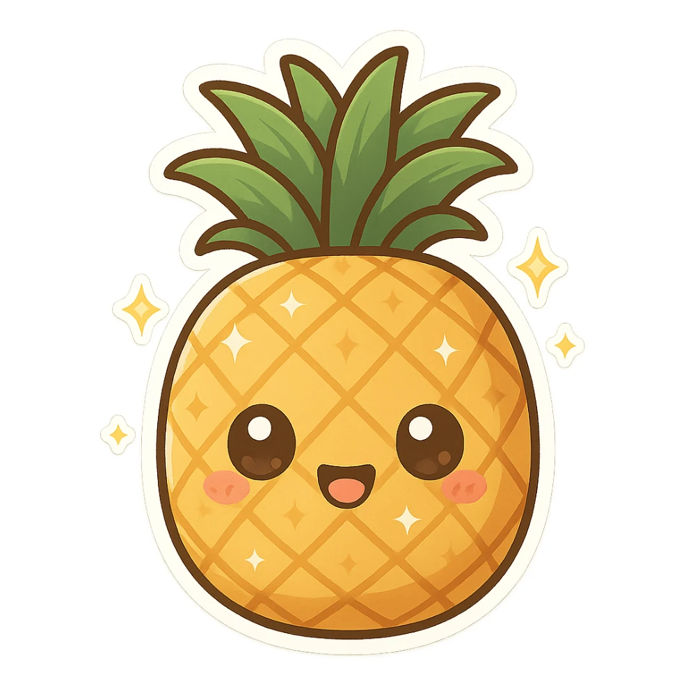 Sparkling Q-version sticker pineapple, cute and exaggerated sticker