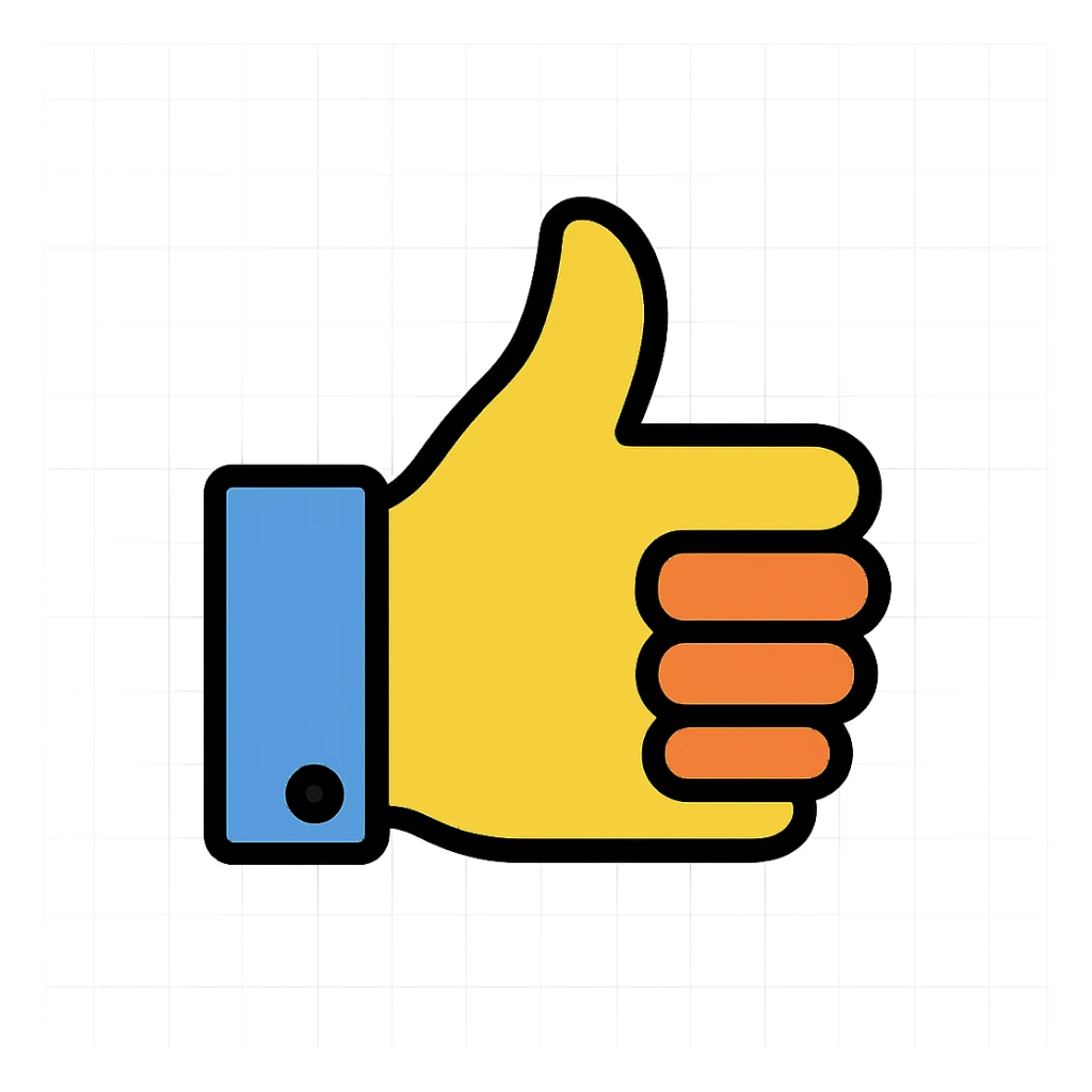 color outline icon style thumb pointing forward sticker