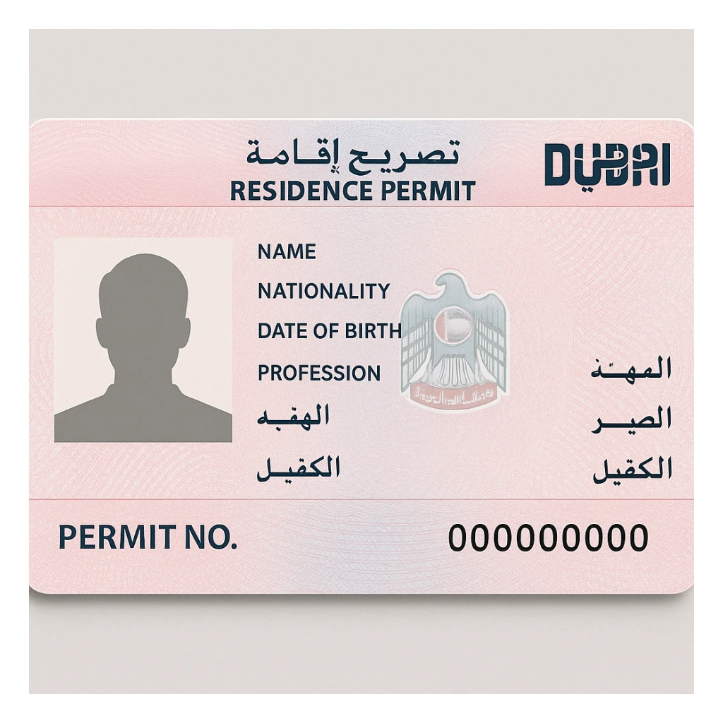 Dubai residence permit sticker