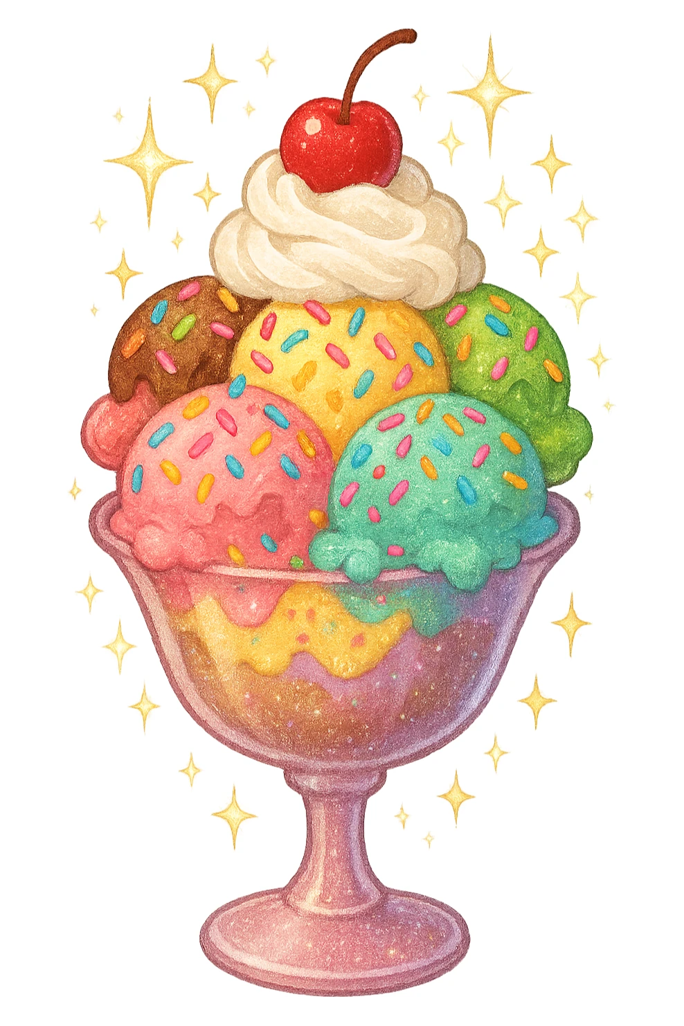 sparkling ice cream sundae sticker