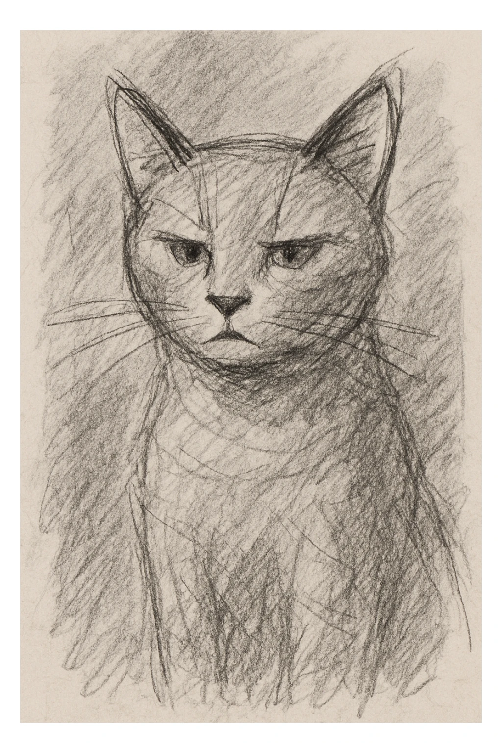 a cat in pencil sketch style sticker