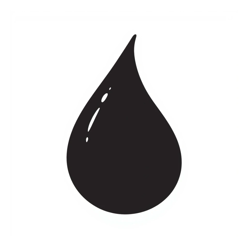 hand-drawn black outline teardrop, minimal sticker