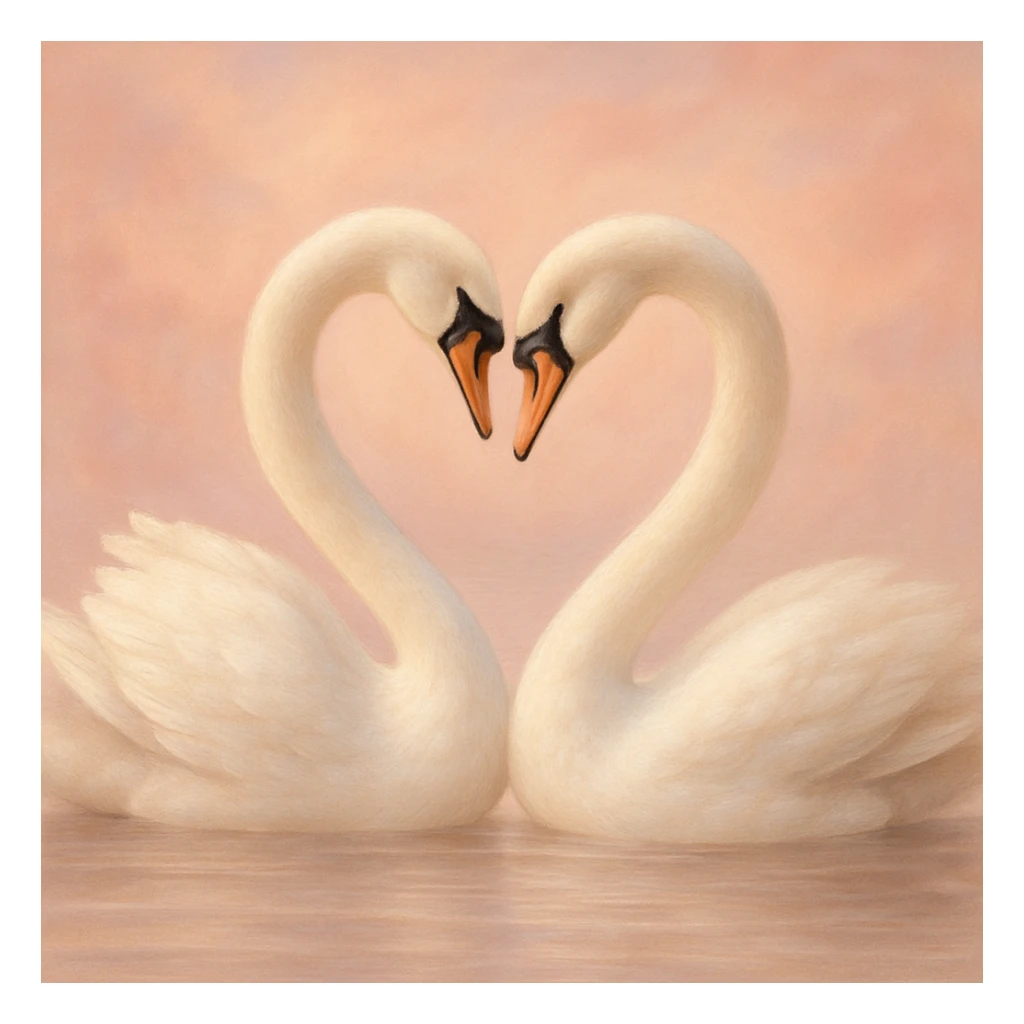 elegant and romantic style heart formed by two swans sticker