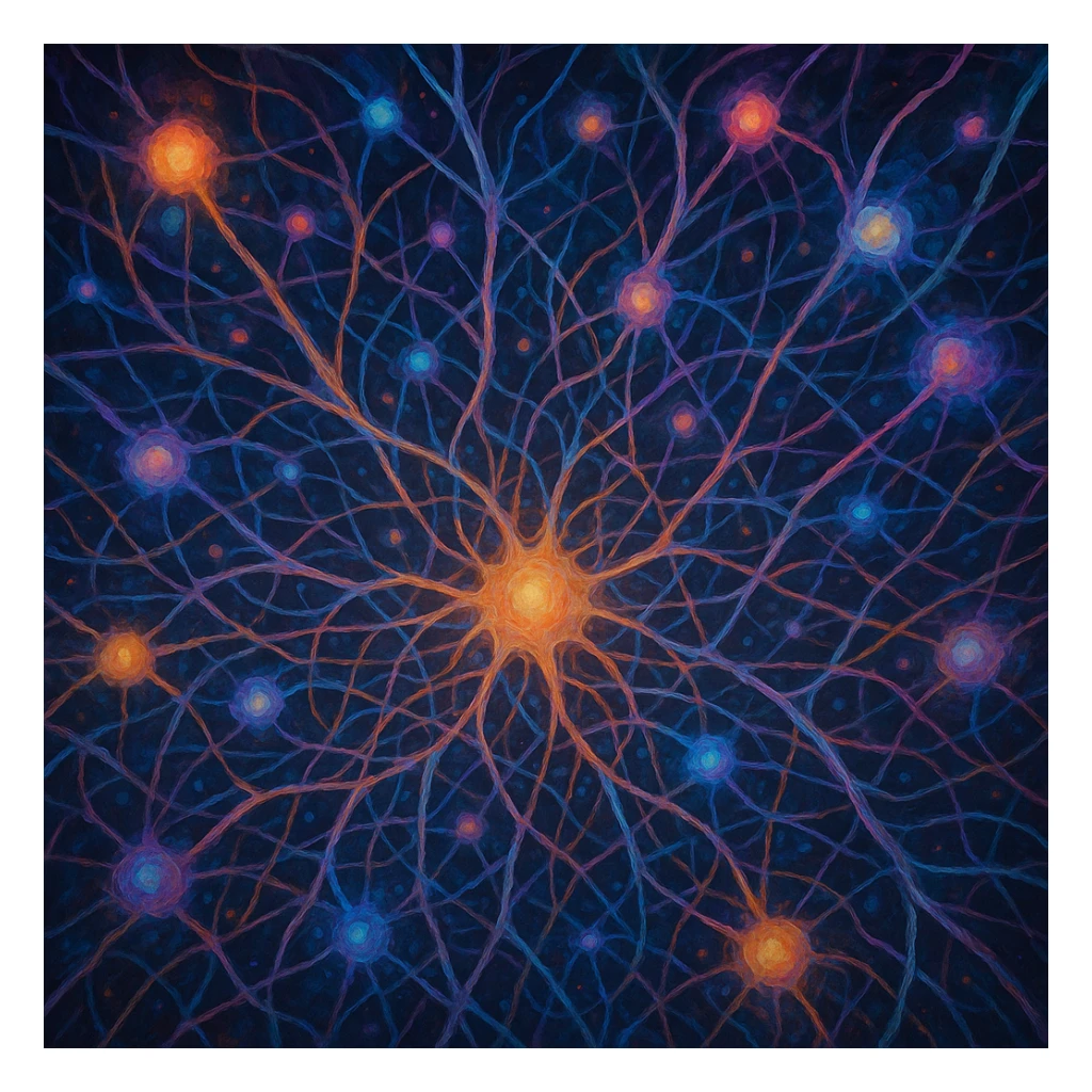 neural network, web of connections, imaginative sticker