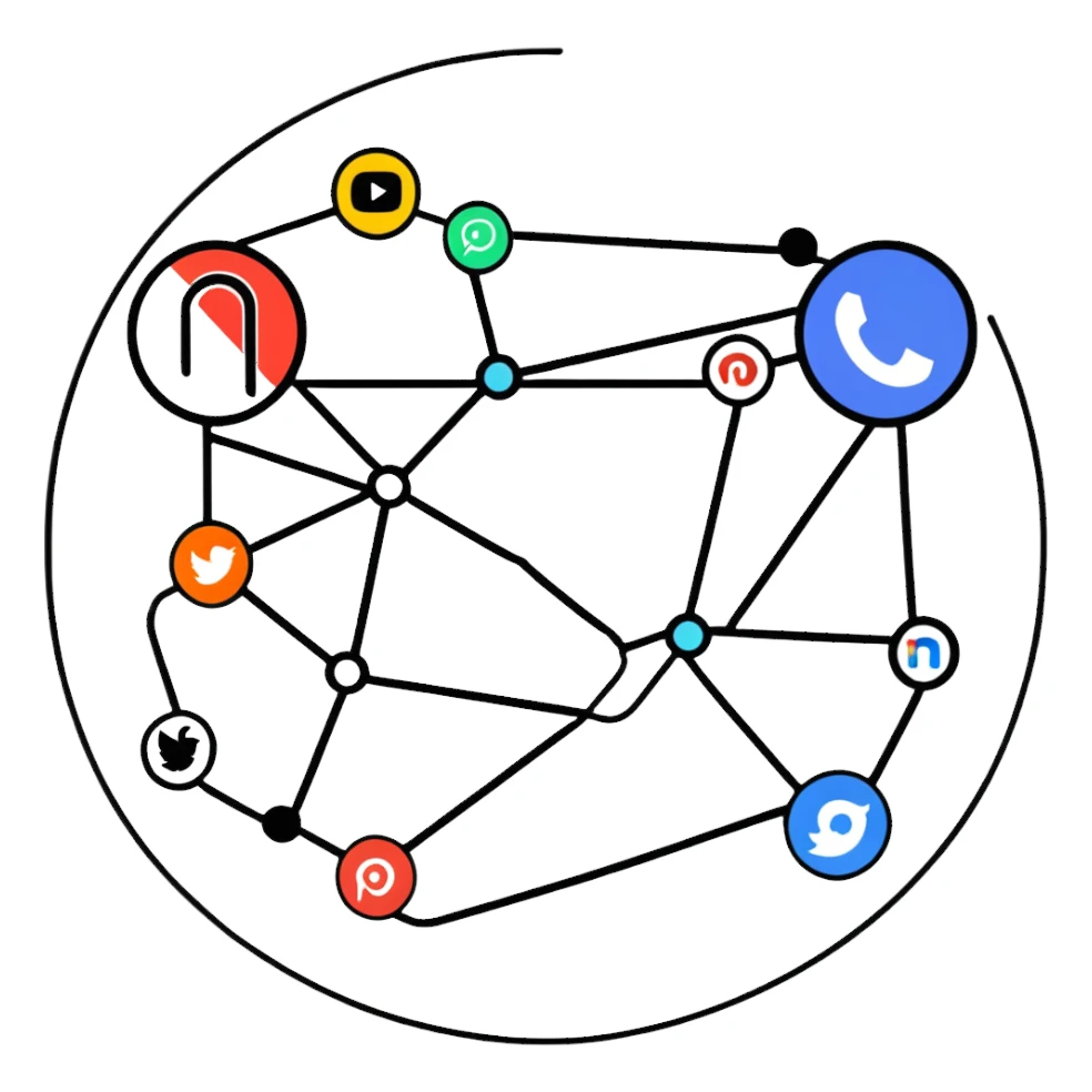 linking social media accounts, SNS connection between platforms sticker