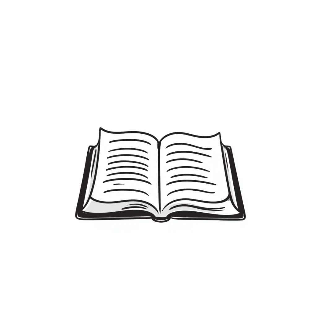 open bible with visible text lines, hand drawn doodle style sticker