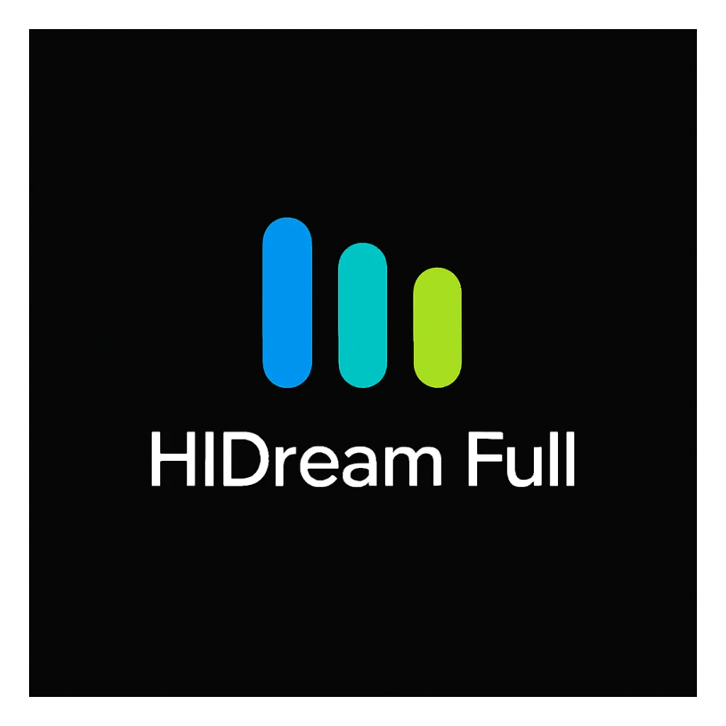 create high dream logo like this with text "HIDream Full", black background  sticker