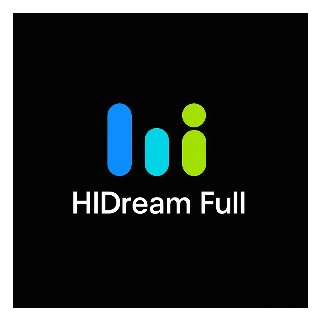 create high dream logo like this with text "HIDream Full", black background  sticker