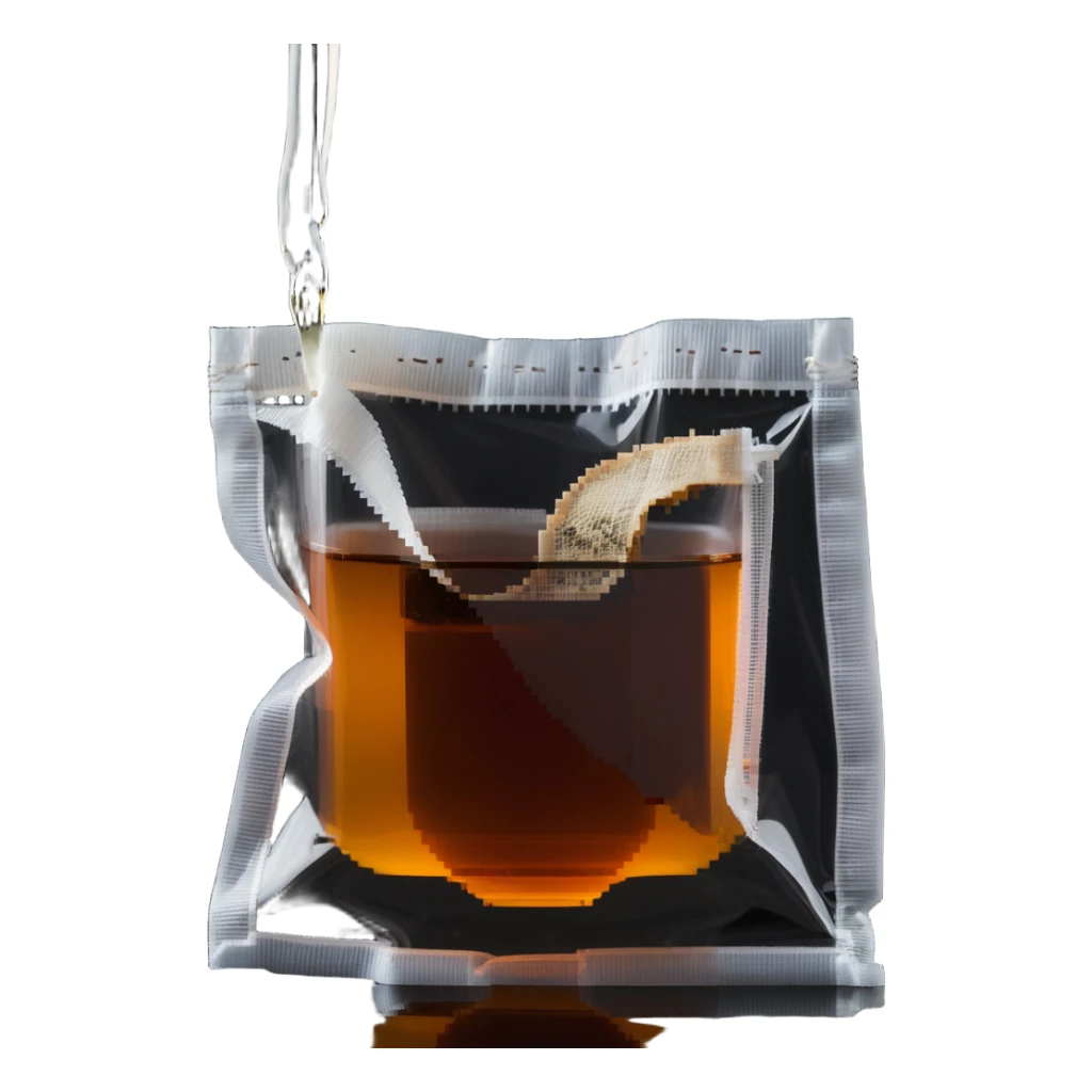 tea bag steeping in hot water sticker