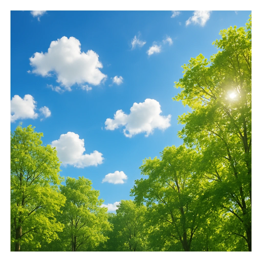 A sunny day with trees, sky, and clouds sticker