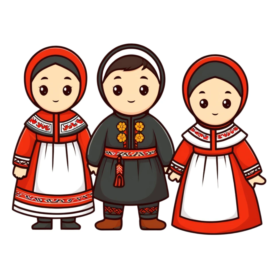 Three Russian friends in traditional attire sticker