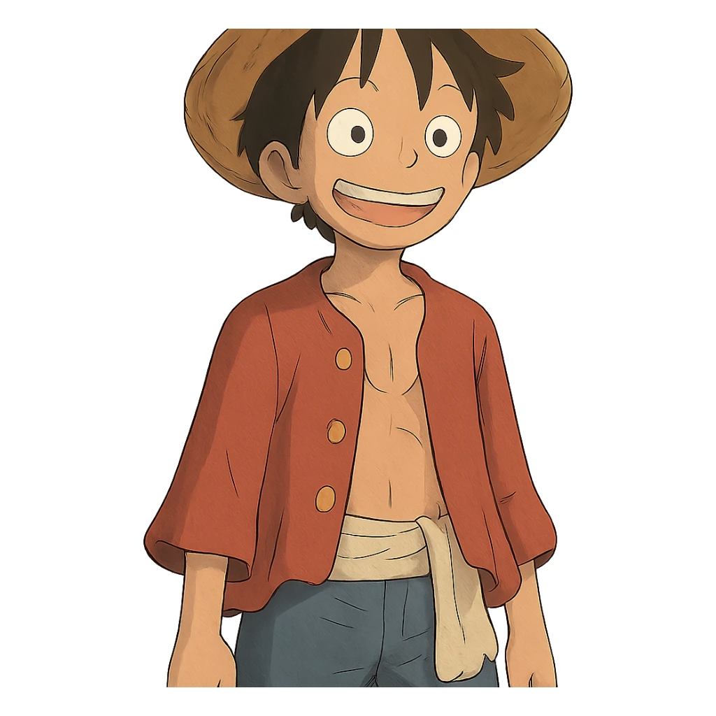 Luffy from One Piece in ghibli style sticker