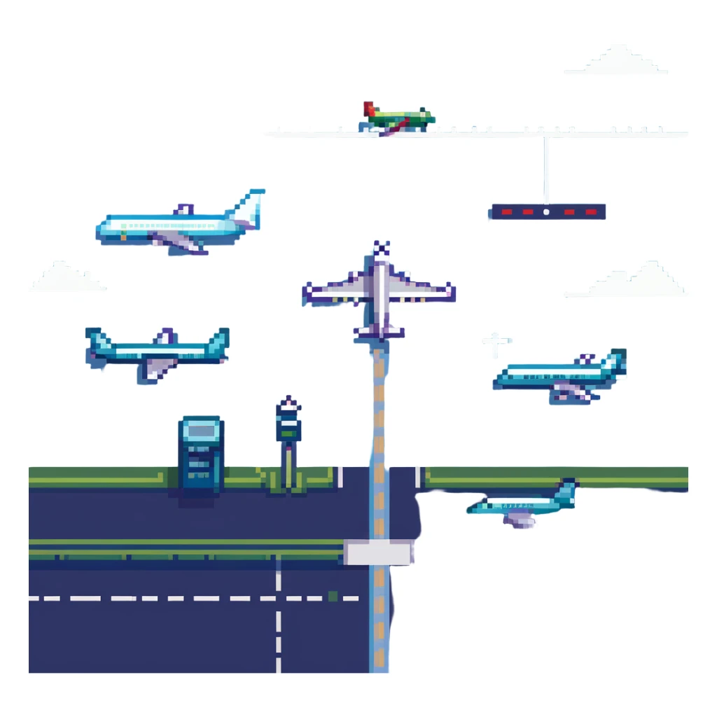 airport with planes and runway sticker