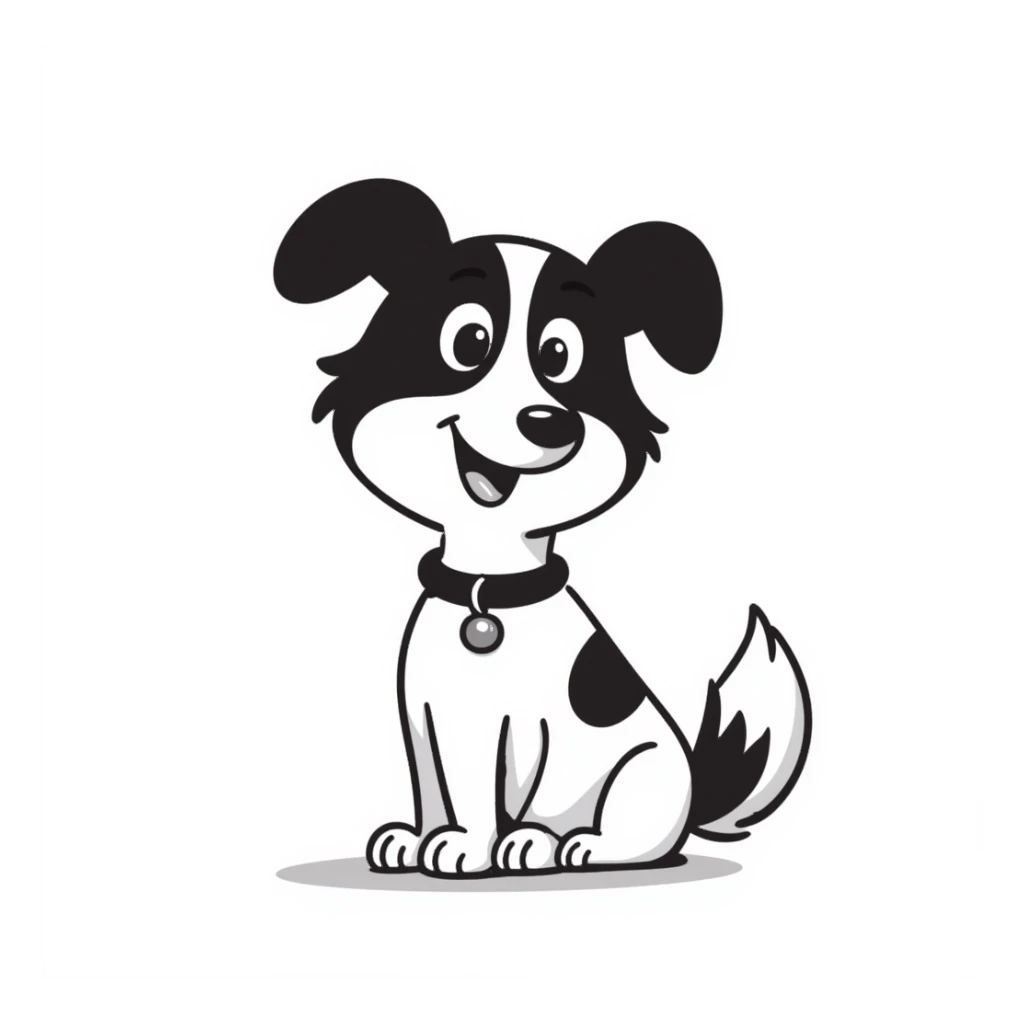 Border collie dog with only one black ear sticker