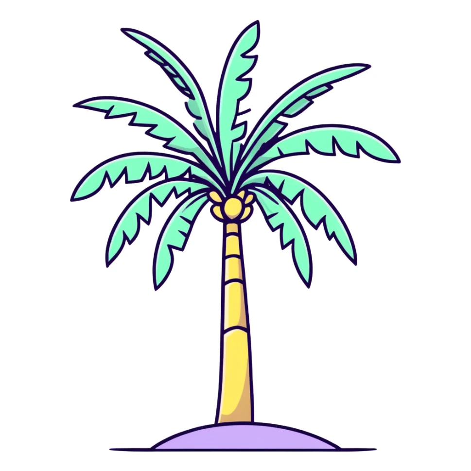 palm tree with pastel yellow trunk and pastel lavender leaves sticker