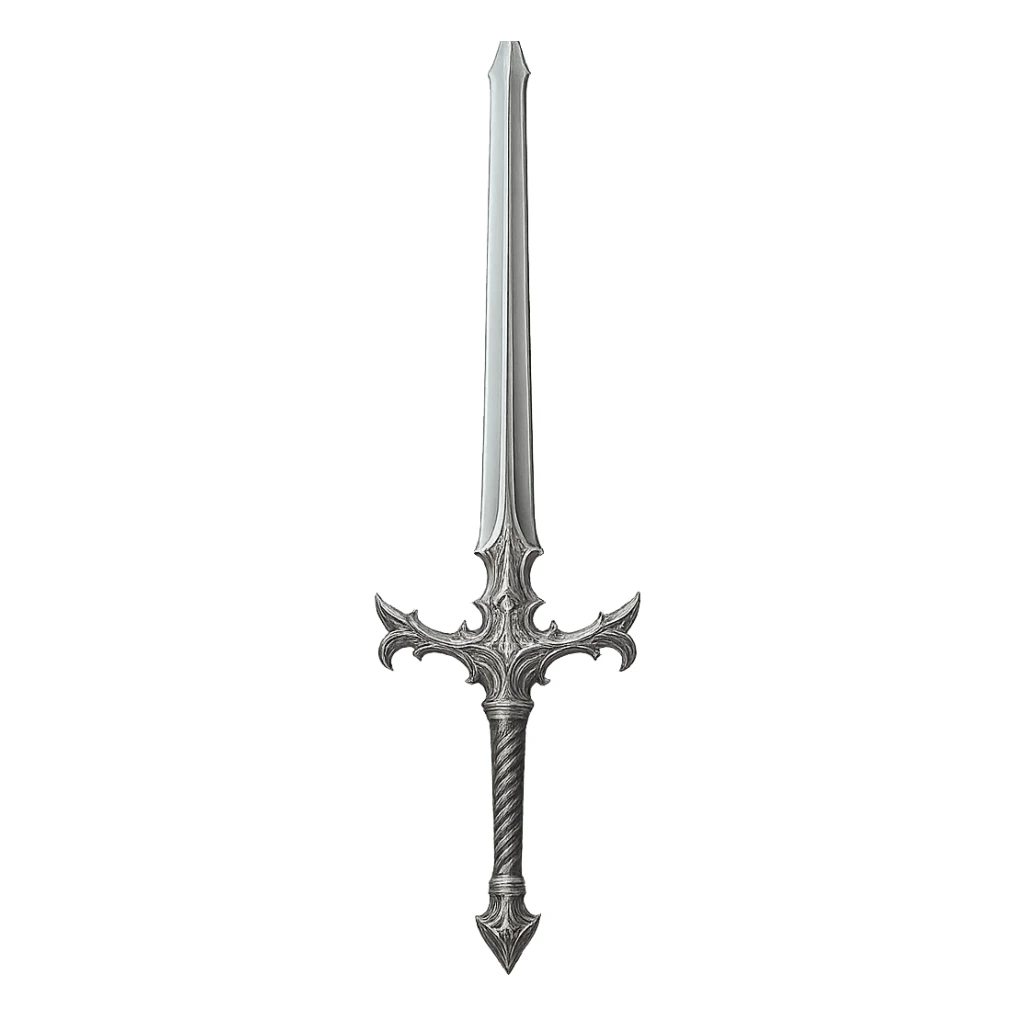 a silver greatsword, detailed, elegant, fantasy weapon sticker