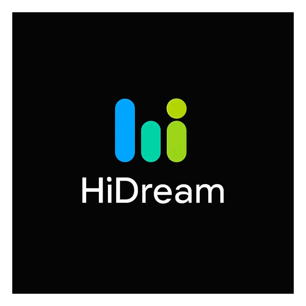 create high dream logo like this with text "HIDream", black background  sticker