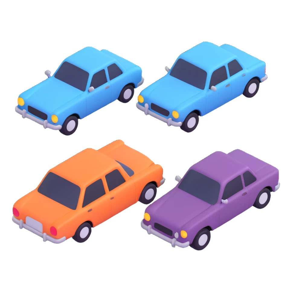four cars together sticker