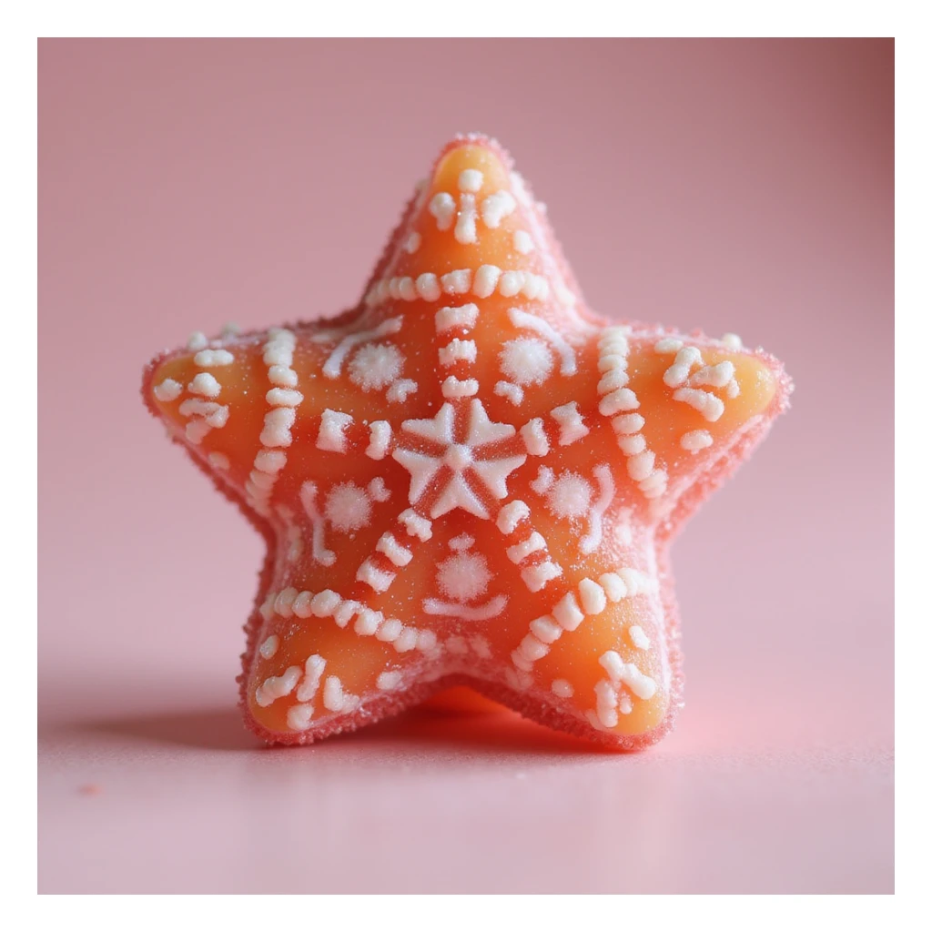 photorealistic dalgona candy with star shape, inspired by Squid Game sticker