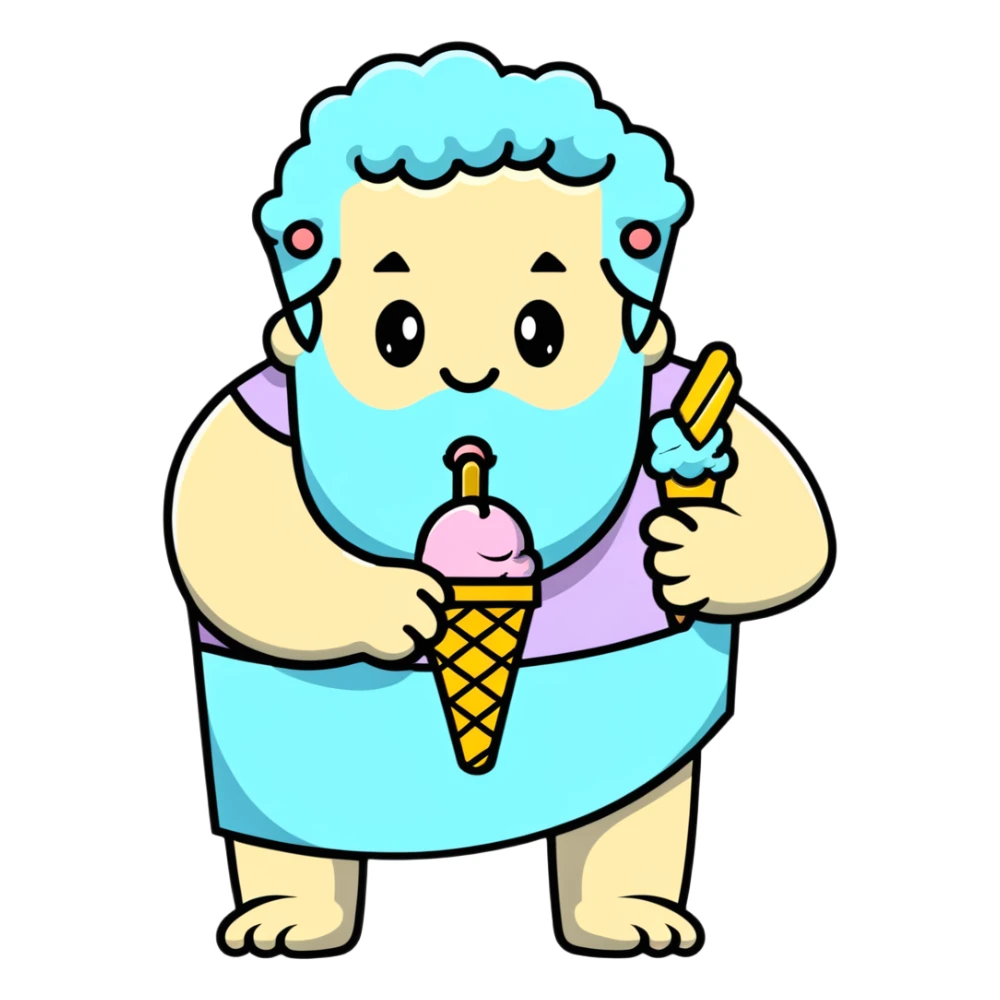Zeus eating ice cream sticker
